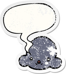 cartoon cloud and speech bubble distressed sticker