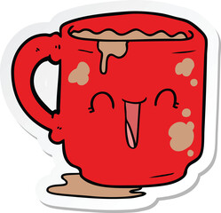 sticker of a cartoon dirty office mug