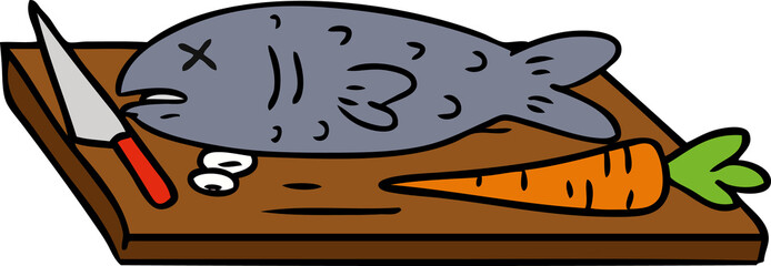 cartoon doodle of a food chopping board