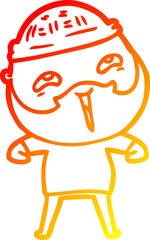 warm gradient line drawing cartoon happy bearded man