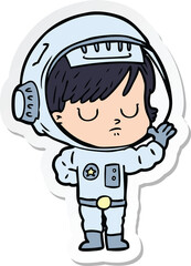 sticker of a cartoon astronaut woman