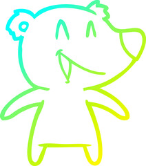 cold gradient line drawing laughing bear cartoon