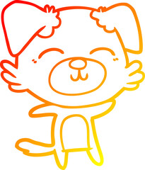 warm gradient line drawing cartoon dog