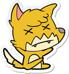 sticker of a cartoon cross eyed fox