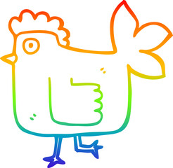 rainbow gradient line drawing cartoon chicken