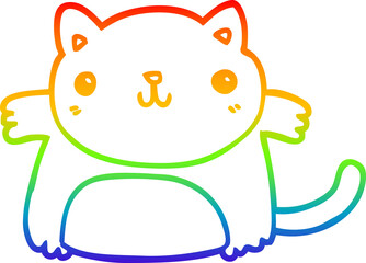 rainbow gradient line drawing cartoon cat