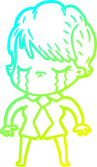 Obraz premium cold gradient line drawing cartoon woman crying