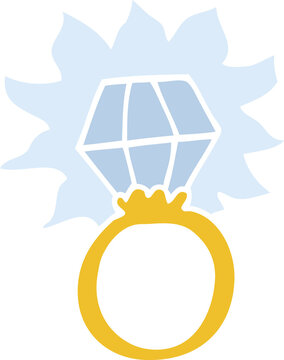 flat color illustration cartoon diamond ring