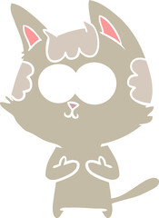 happy flat color style cartoon cat
