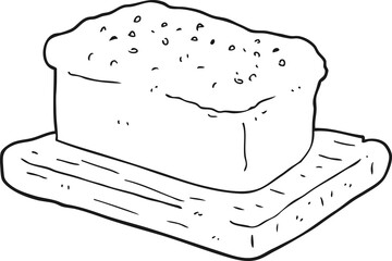 black and white cartoon loaf of bread