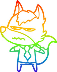 rainbow gradient line drawing cartoon annoyed wolf