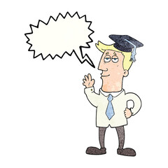 speech bubble textured cartoon graduate