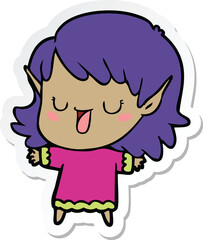 sticker of a cartoon elf girl