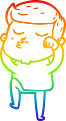 Obraz premium rainbow gradient line drawing cartoon model guy pouting