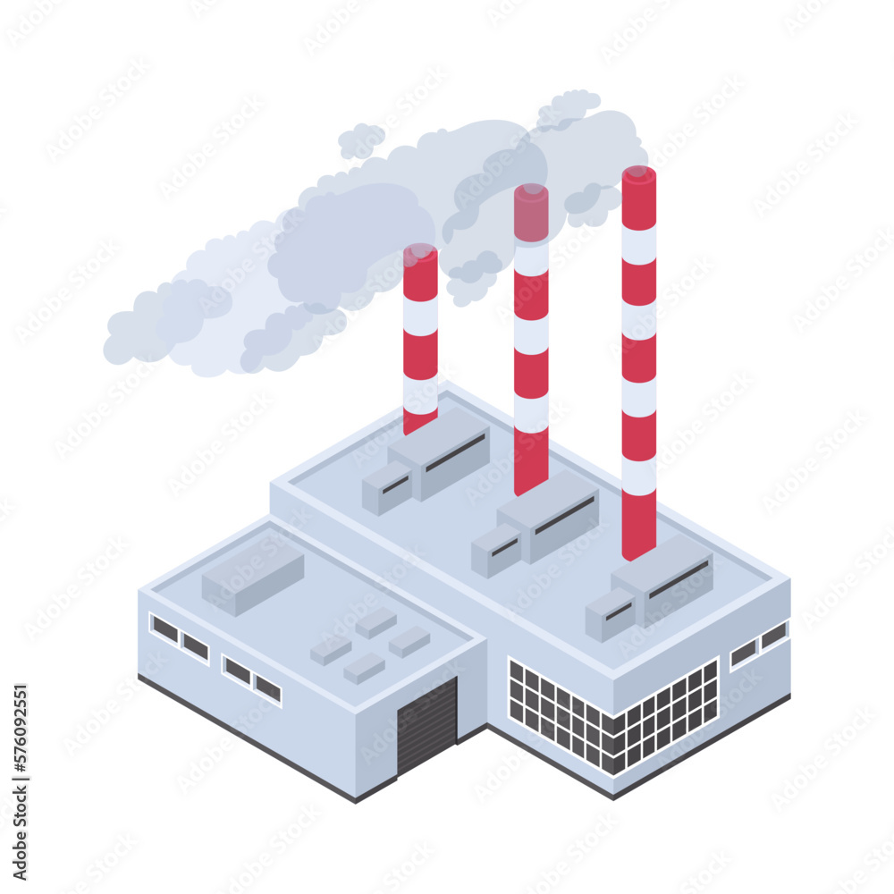 Poster isometric industrial pollution composition