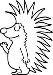 line drawing cartoon spiky hedgehog