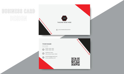 Modern and simple business card design with white and red color professional business card design  Personal visiting card with company logo. 