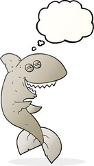 thought bubble cartoon laughing shark