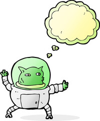 cartoon alien with thought bubble