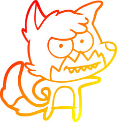 warm gradient line drawing cartoon grinning fox