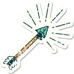 grunge sticker of tattoo style old flint tip arrow