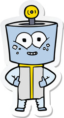 sticker of a happy cartoon robot