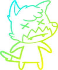 cold gradient line drawing cartoon dead fox