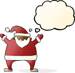 cartoon santa claus with thought bubble