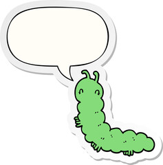 cartoon caterpillar and speech bubble sticker