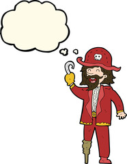 cartoon pirate captain with thought bubble