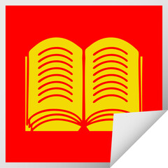 square peeling sticker cartoon open book