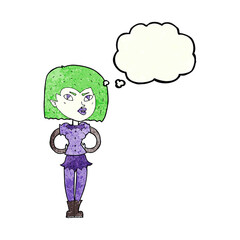 cartoon vampire girl with thought bubble