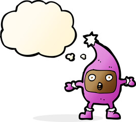 cartoon funny creature with thought bubble