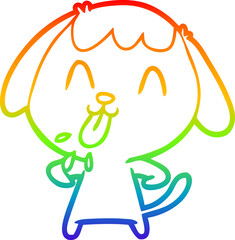 rainbow gradient line drawing cute cartoon dog