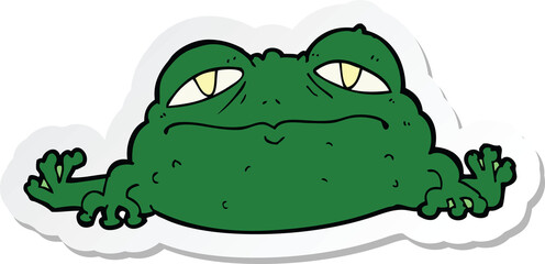 sticker of a cartoon ugly frog