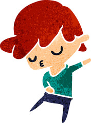 retro cartoon of kawaii cute boy