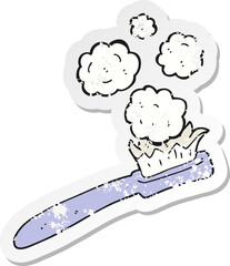 retro distressed sticker of a cartoon toothbrush
