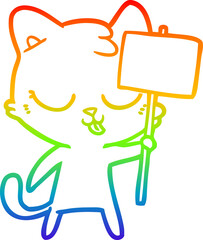 rainbow gradient line drawing cartoon cat