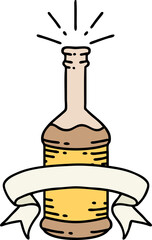 banner with tattoo style beer bottle