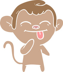 funny flat color style cartoon monkey