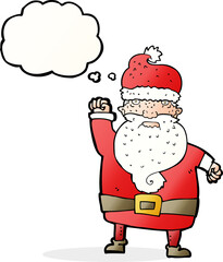 cartoon angry santa claus with thought bubble
