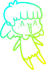 cold gradient line drawing cartoon woman