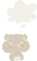 Naklejka premium cartoon hamster and thought bubble in retro style