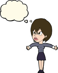 cartoon annoyed girl with thought bubble