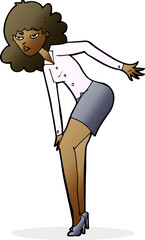 cartoon annoyed woman rubbing knee