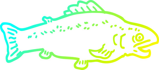 cold gradient line drawing cartoon large fish