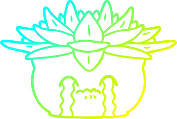 Fototapeta premium cold gradient line drawing cartoon crying house plant