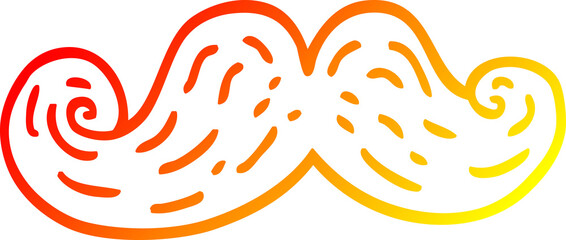 warm gradient line drawing cartoon curly mustache
