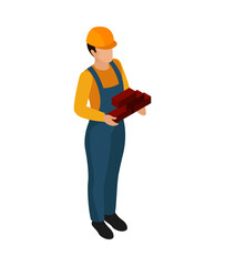 Builder Isometric Professions Composition