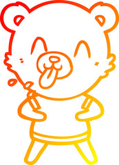 warm gradient line drawing rude cartoon bear